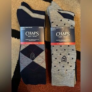 Chaps Classic Dress Diamond, & Dot Crew Socks 3-Pair Pack Blue & Gray